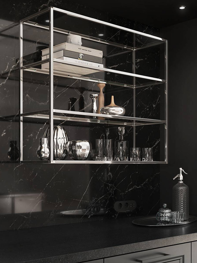 Elegant glass metal shelves in Dubai - Siematic UAE